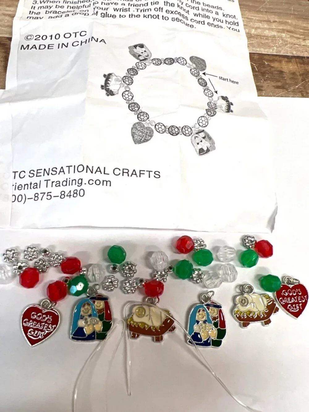 Gods Greatest Gift Bracelet Craft Kit With Nativity Charms & Beads DIY Project